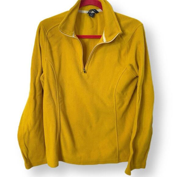 Lands' End half zip popover fleece L yellow ladies Polartec - Picture 1 of 7
